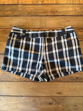 Adidas Black and White Plaid Women's Jean Shorts